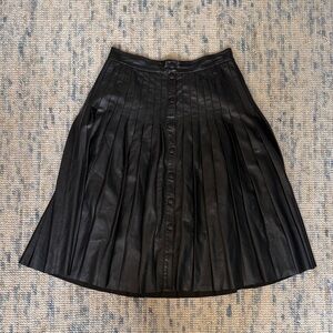 Rebecca Taylor Black Faux Leather Pleated Skirt